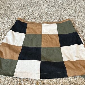 Patchwork Mini Skirt - Black, White, Tan, Green BB Dakota size 0